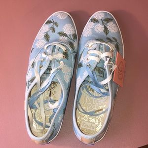 NWT Keds and Rifle Paper Co size 7 sneakers, blue with floral design!